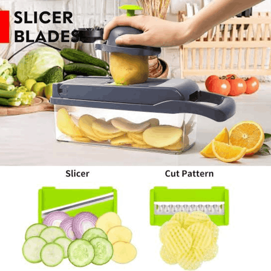 Multifunctional vegetable cutter with eight interchangeable blades