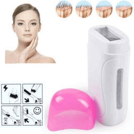 Electric wax heater with roll-on wax cartridge and removal strips