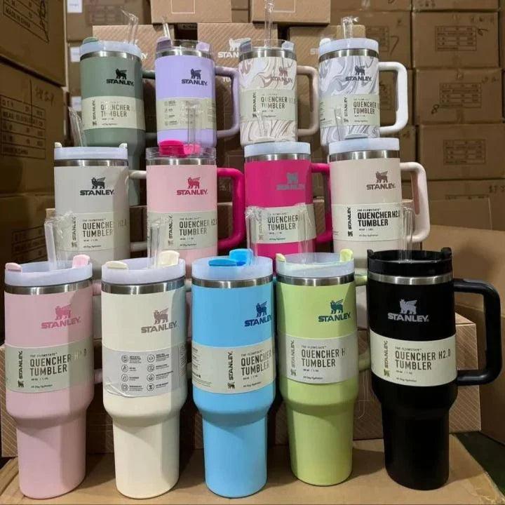 Stanley 40 Oz (1200ML) Stainless Steel Vacuum Insulated Tumbler with Straw – Leak-Proof Quencher Cup for Hot & Cold Beverages, Travel Mug, Gym Water Bottle, Coffee Thermos -Random Colors | Stanley | (With Box)