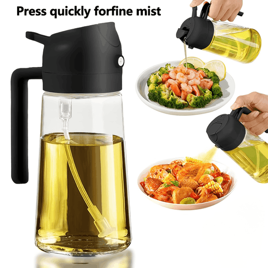 470ml glass oil sprayer bottle with handle and fine dispensing nozzle