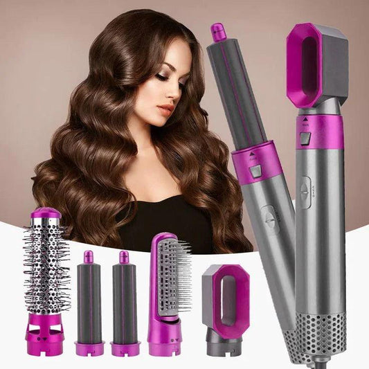 5 in 1 Electric Hair Dryer Brush | Blow Dryer Hair Comb Curling Wand Detachable Brush Kit Straightener Hair Curler | Random color)