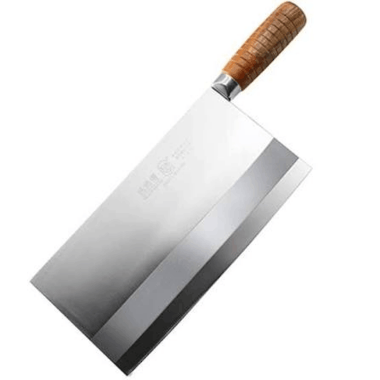 9-inch stainless steel Chinese chef cleaver with textured wooden handle