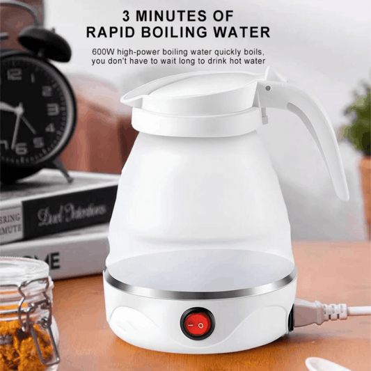 Compact folded silicone electric kettle for luggage and travel storage