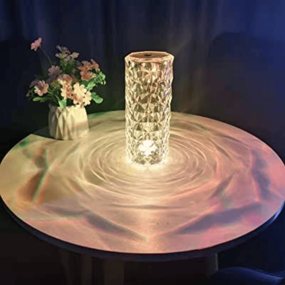 Color-changing LED table lamp with handheld remote control