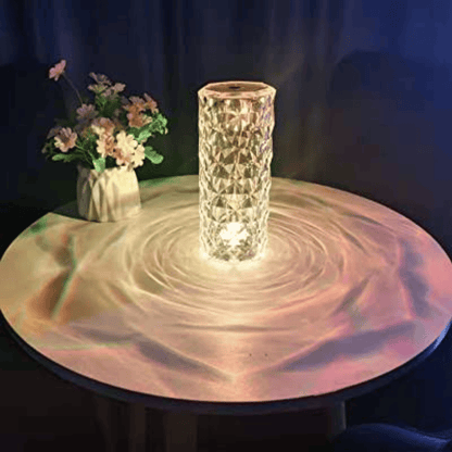 Color-changing LED table lamp with handheld remote control