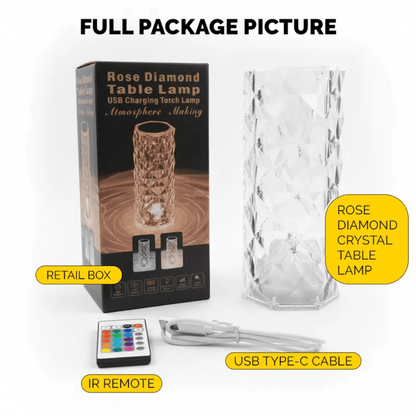 Rechargeable Crystal Rose Table Lamp with Remote Control