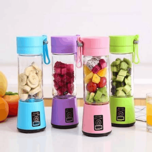 Pink 380ml USB rechargeable portable blender with fruit and six-blade juicer cup